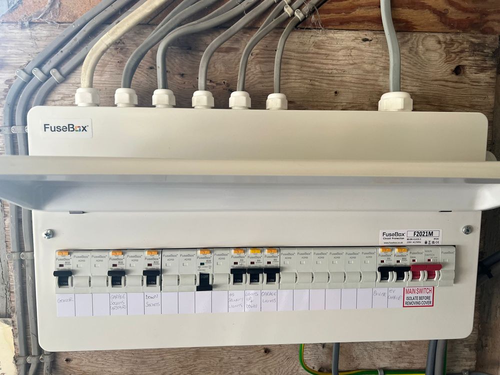 Newly installed labelled consumer unit