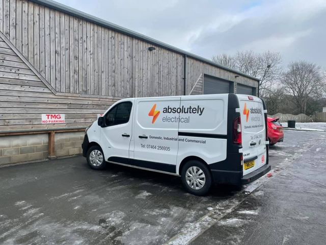 Absolutely Electrical van outside a commercial unit