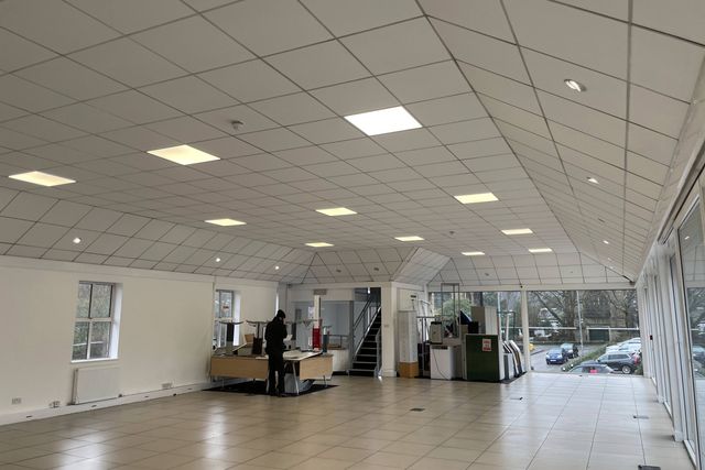 Commercial office space with new panel lighting